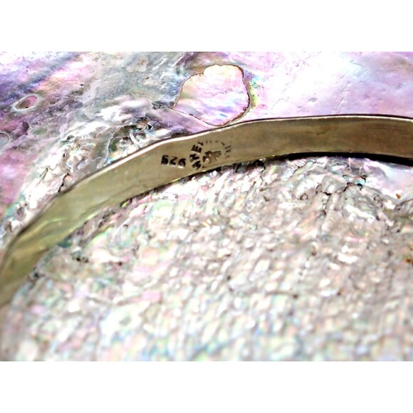 Sterling Silver Bangle Bracelet Signed Solid 925 Handmade Made in Mexico 3" dia - Picture 6 of 9